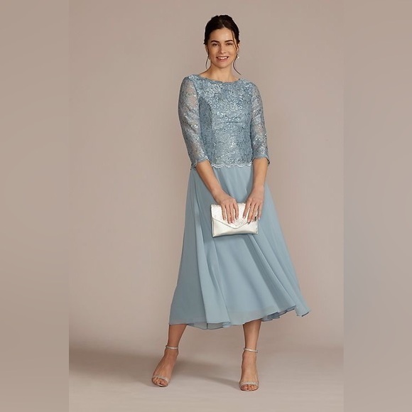 OLEG CASSINI

tea length lace and chiffon mock two-piece - Picture 1 of 17